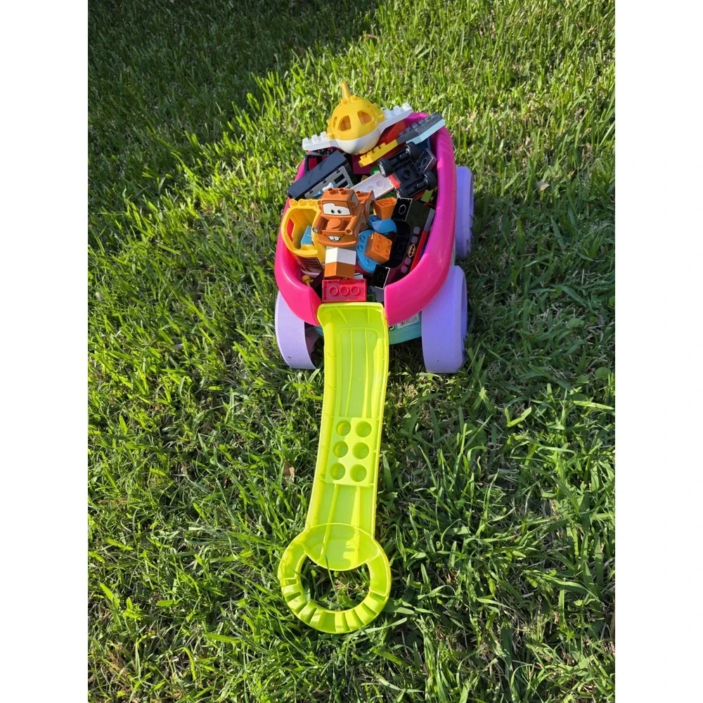 Fisher Price Mega Bloks Block Scooping Wagon Pink Purple Green Building Toy